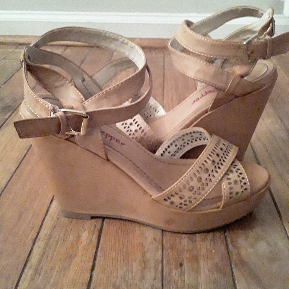Nude Strappy Wedge